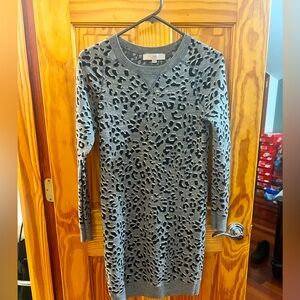 LOFT cheetah print sweater dress XS